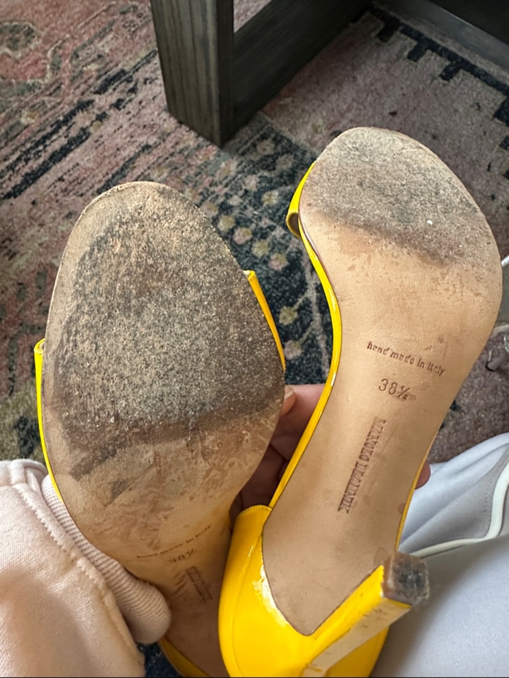 Manolo Blahnik Yellow Patent Leather D'Orsay Heels - Picture 4 of 5